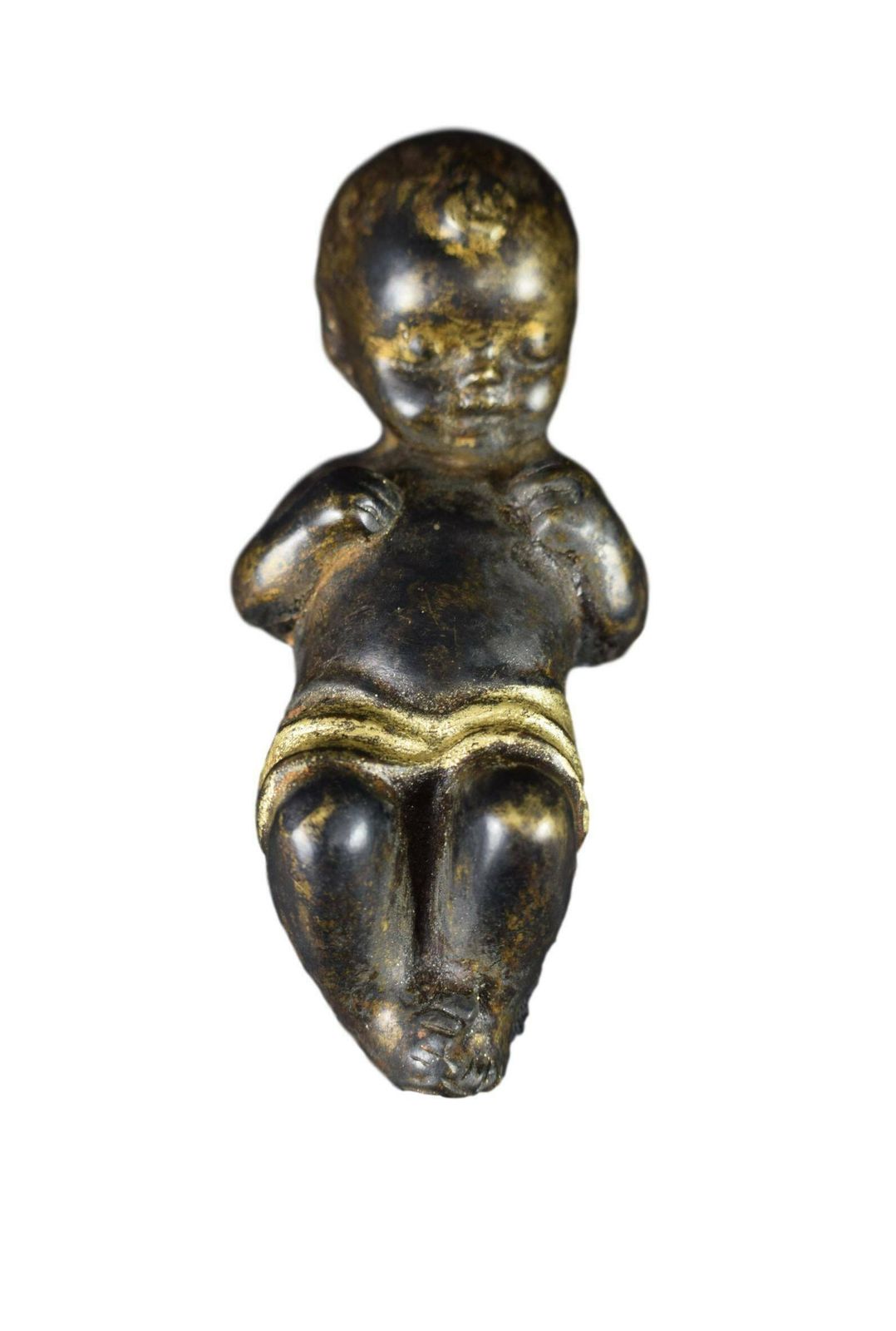 Rare French Antique 19th Bronze Jesus Christ Baby Crib Christmas photo Home Decor