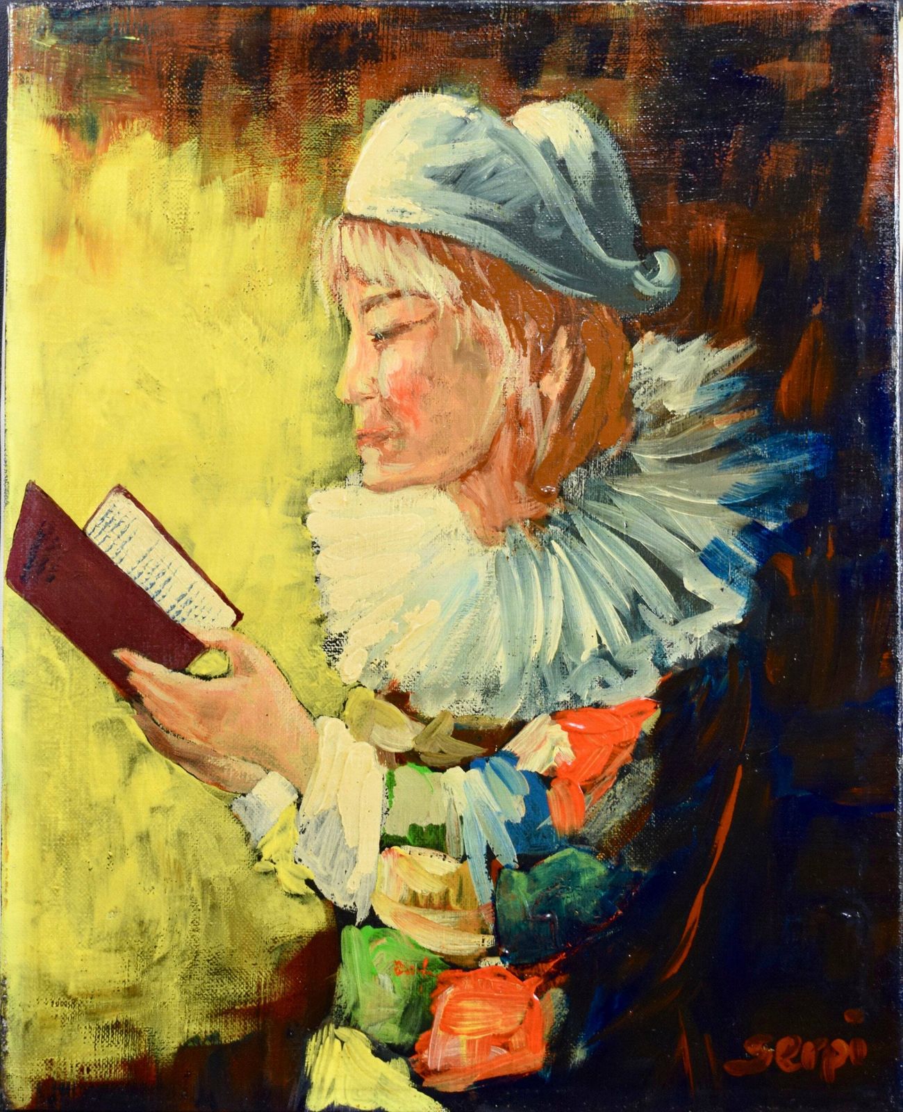 Vintage French Oil Painting On Canvas photo furniture