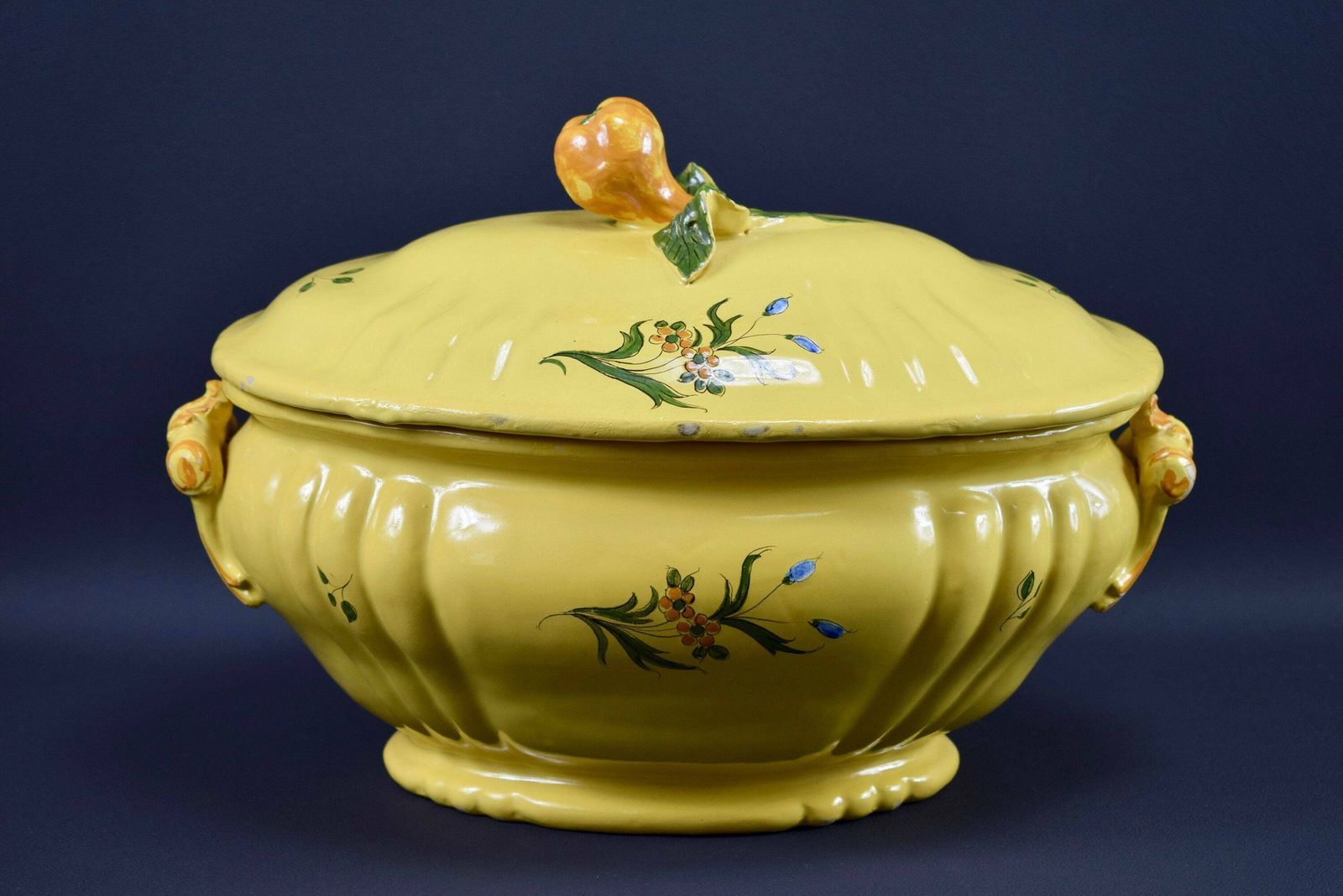 Vintage Yellow Hand Painted Montpellier Ceramic Lidded Tureen Provence photo vinterior