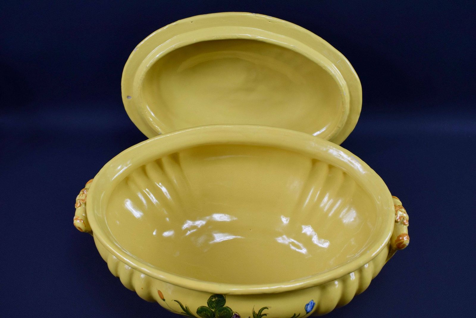 photo furniture Vintage Yellow Hand Painted Montpellier Ceramic Lidded Tureen Provence