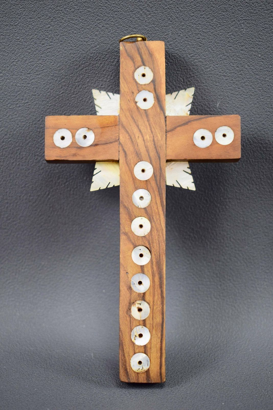 Antique Carved Mother Of Pearl Cross Pendant Jerusalem Crucifix With Stations Of The Cross Holy Land Souvenir From Jerusalem photo vinterior