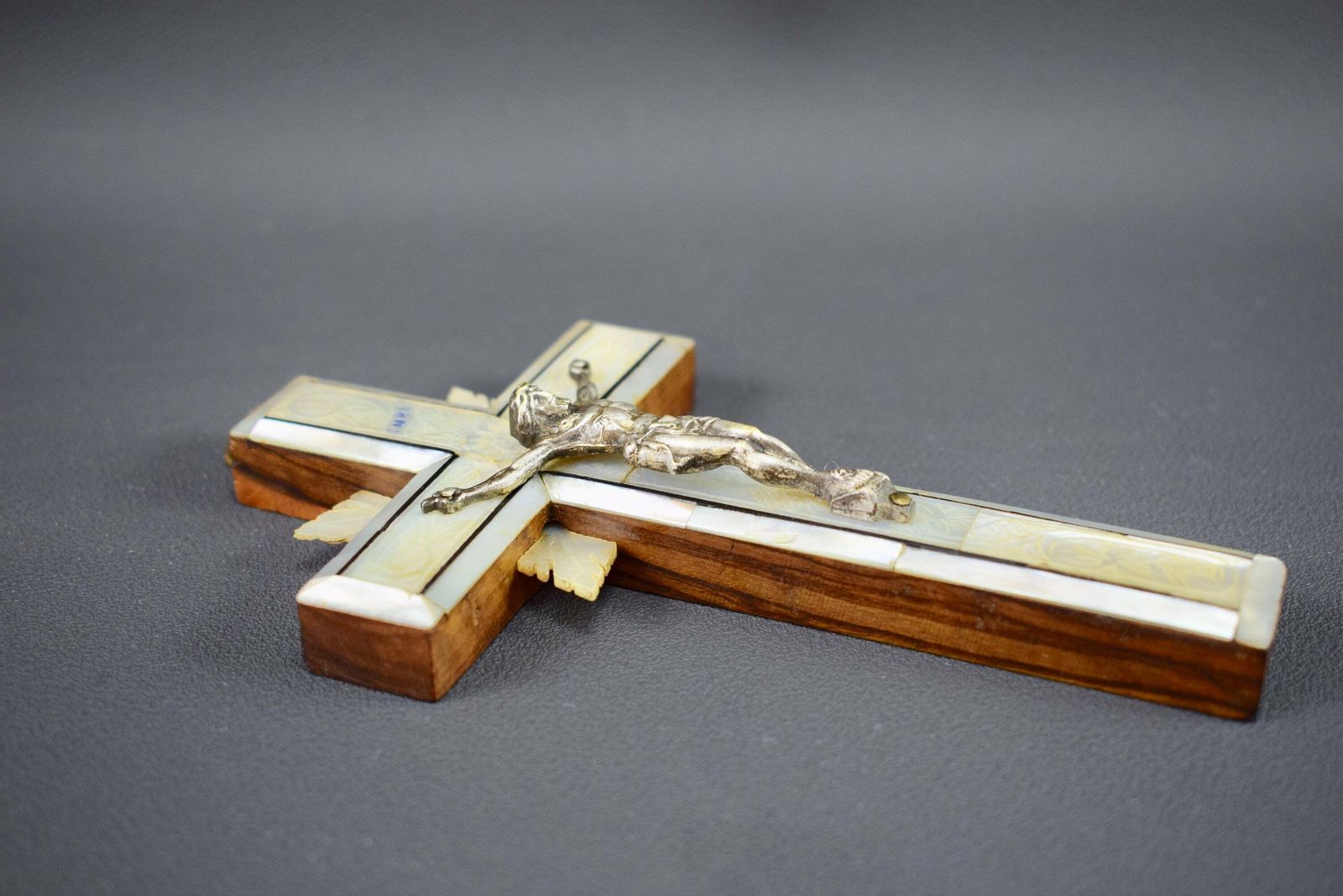 photo for sale Antique Carved Mother Of Pearl Cross Pendant Jerusalem Crucifix With Stations Of The Cross Holy Land Souvenir From Jerusalem