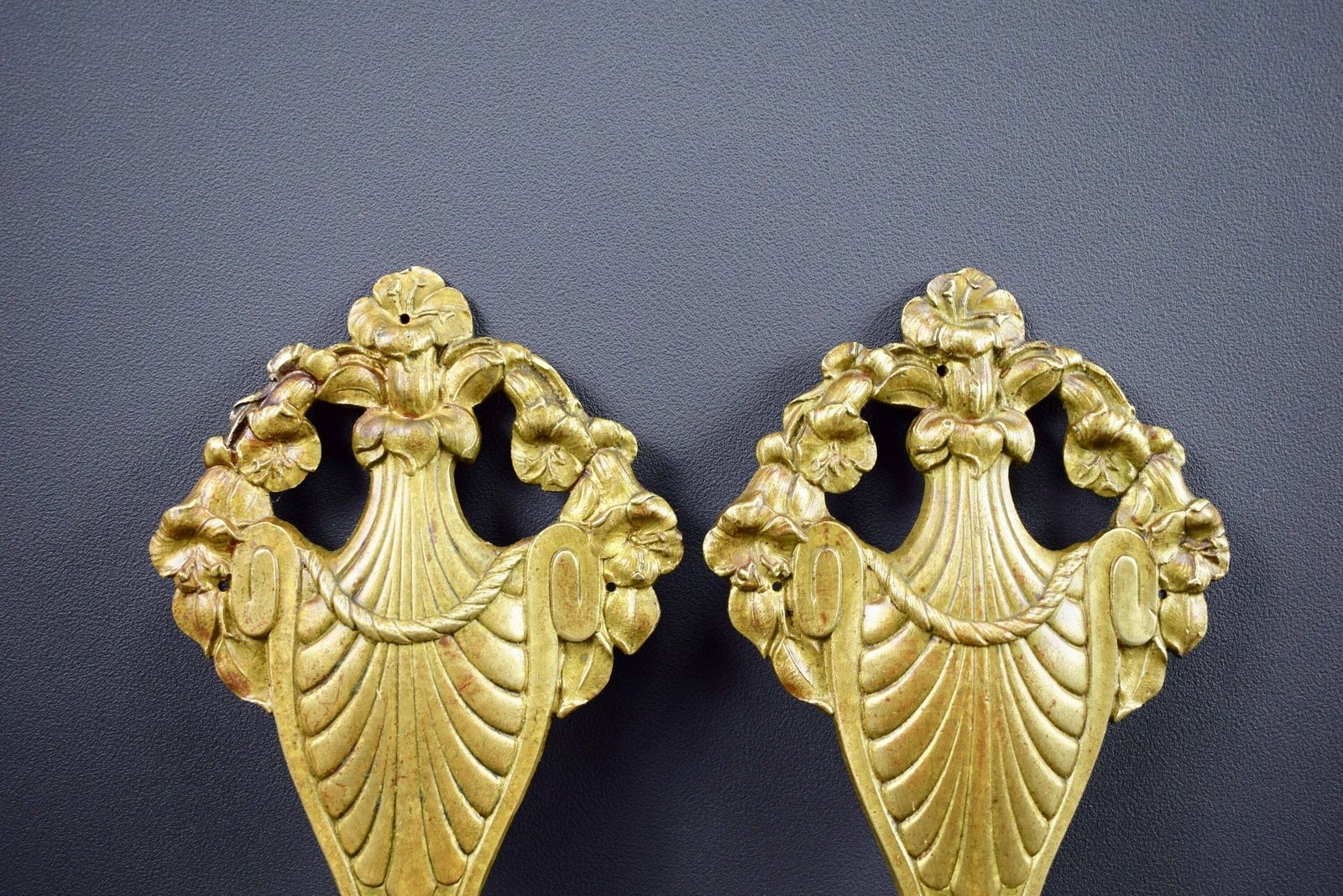French Pair Of Art Deco Bronze Petite Pediments Furniture Mount Hardware photo furniture