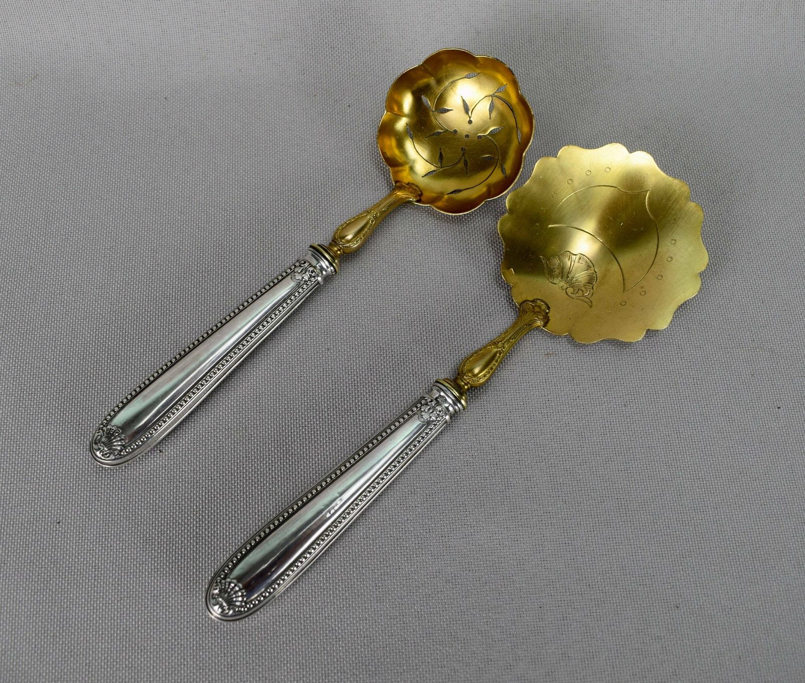 Antique French Sterling Silver Strawberry Dessert Serving Set In Original Case, French Antique Flatware, Luncheon Silverware photo 177.0