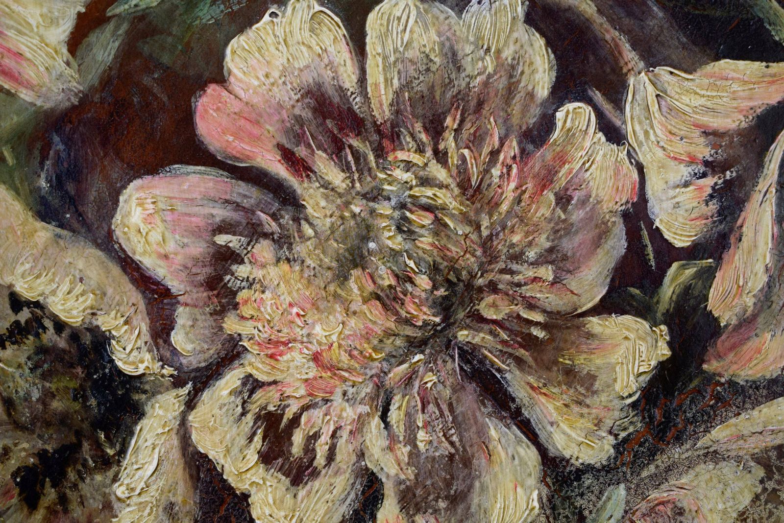 French Antique Impressionist Flower Still Life Painting Terracotta Wall Plate Signed Sape photo 426.0