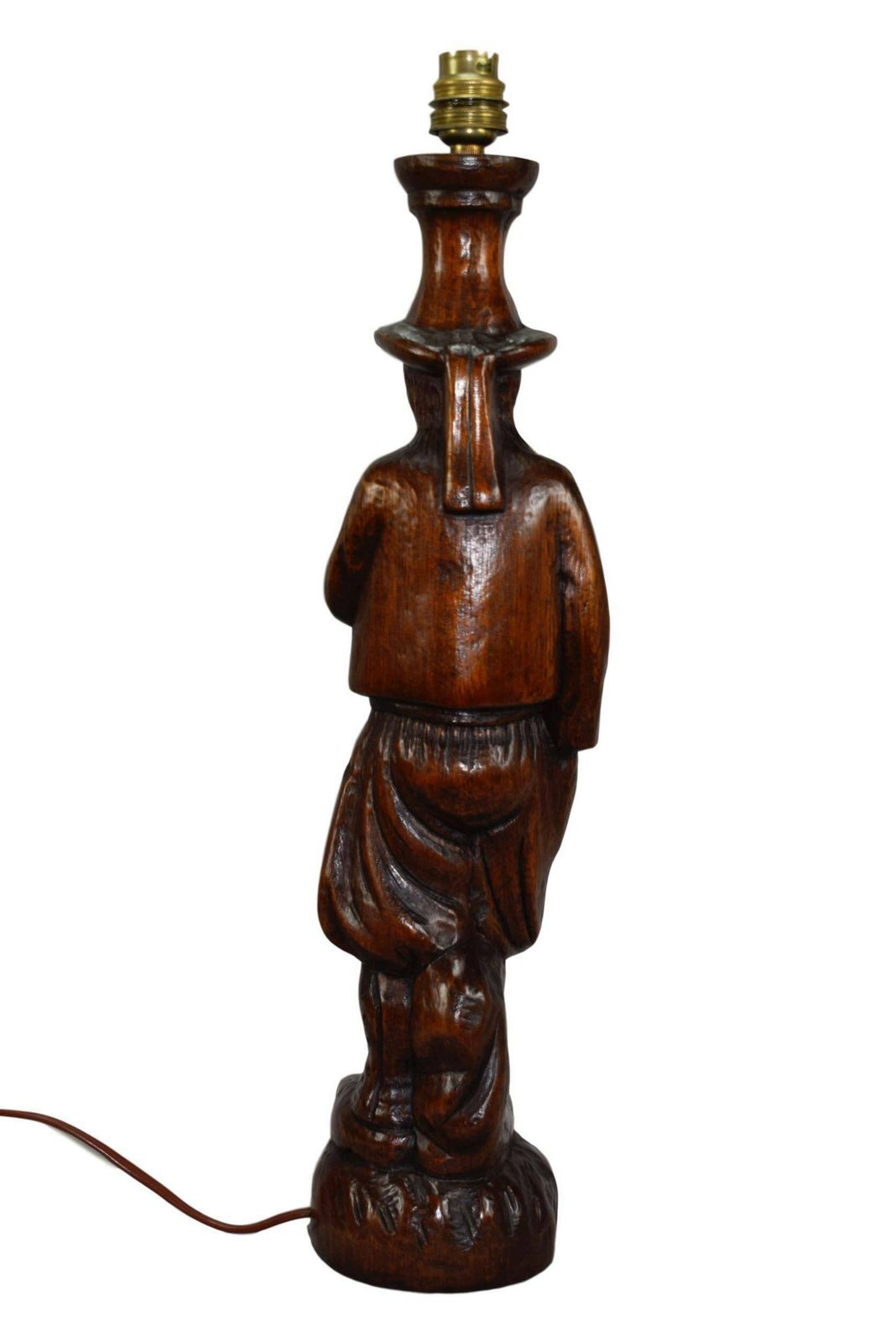 Antique French Large Breton Man Figure Hand Carved Wood Lamp   French Rustic Wooden Lamp Foot   Desk Lamp   French Rustic Farm photo Lighting