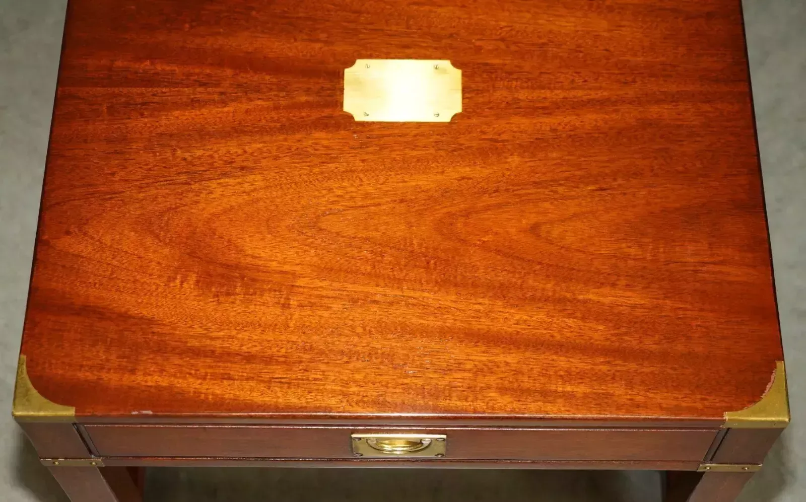 Fine Pair Of Harrods Kennedy Mahogany Military Campaign Single Drawer Tables photo vintage