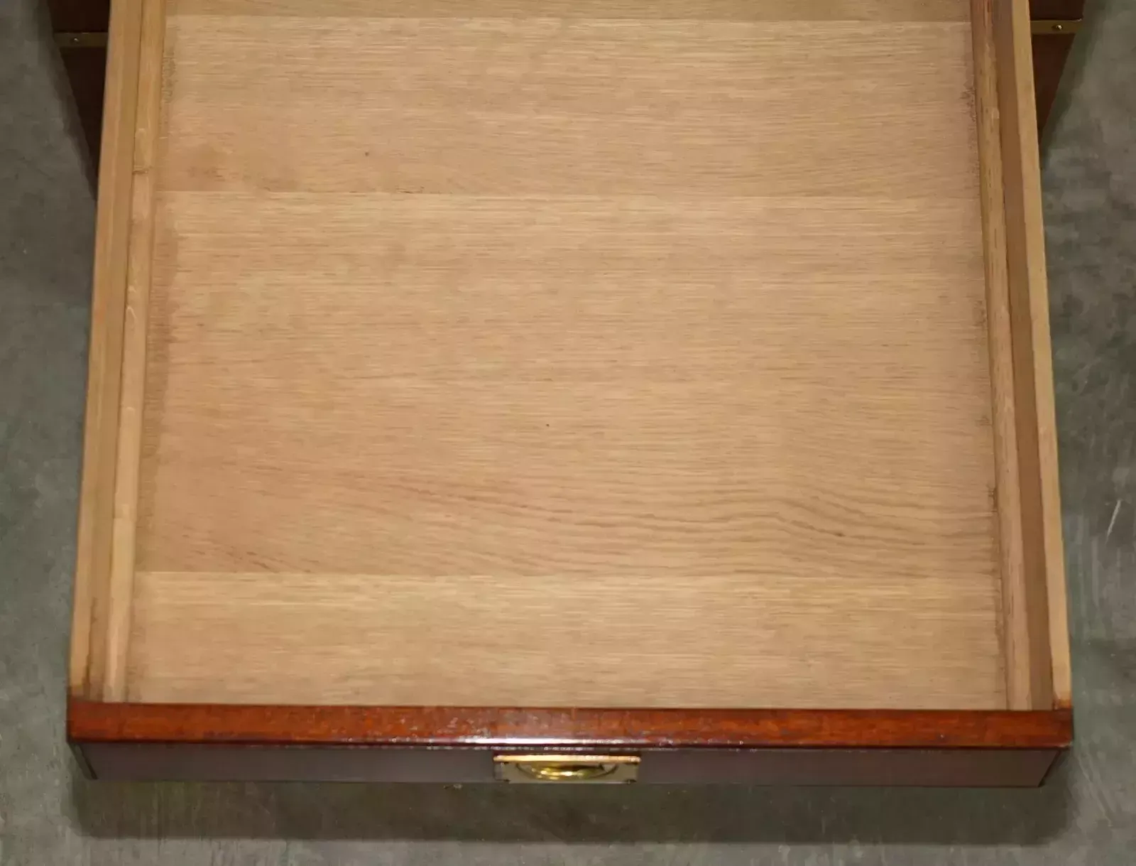 photo vinterior Fine Pair Of Harrods Kennedy Mahogany Military Campaign Single Drawer Tables