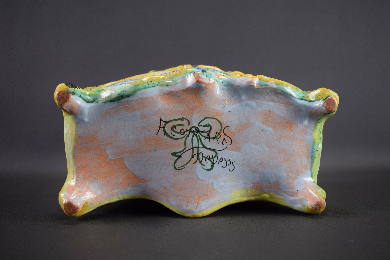 photo furniture Vintage French Antique Letter Holder In Nevers Earthenware F.Cottars