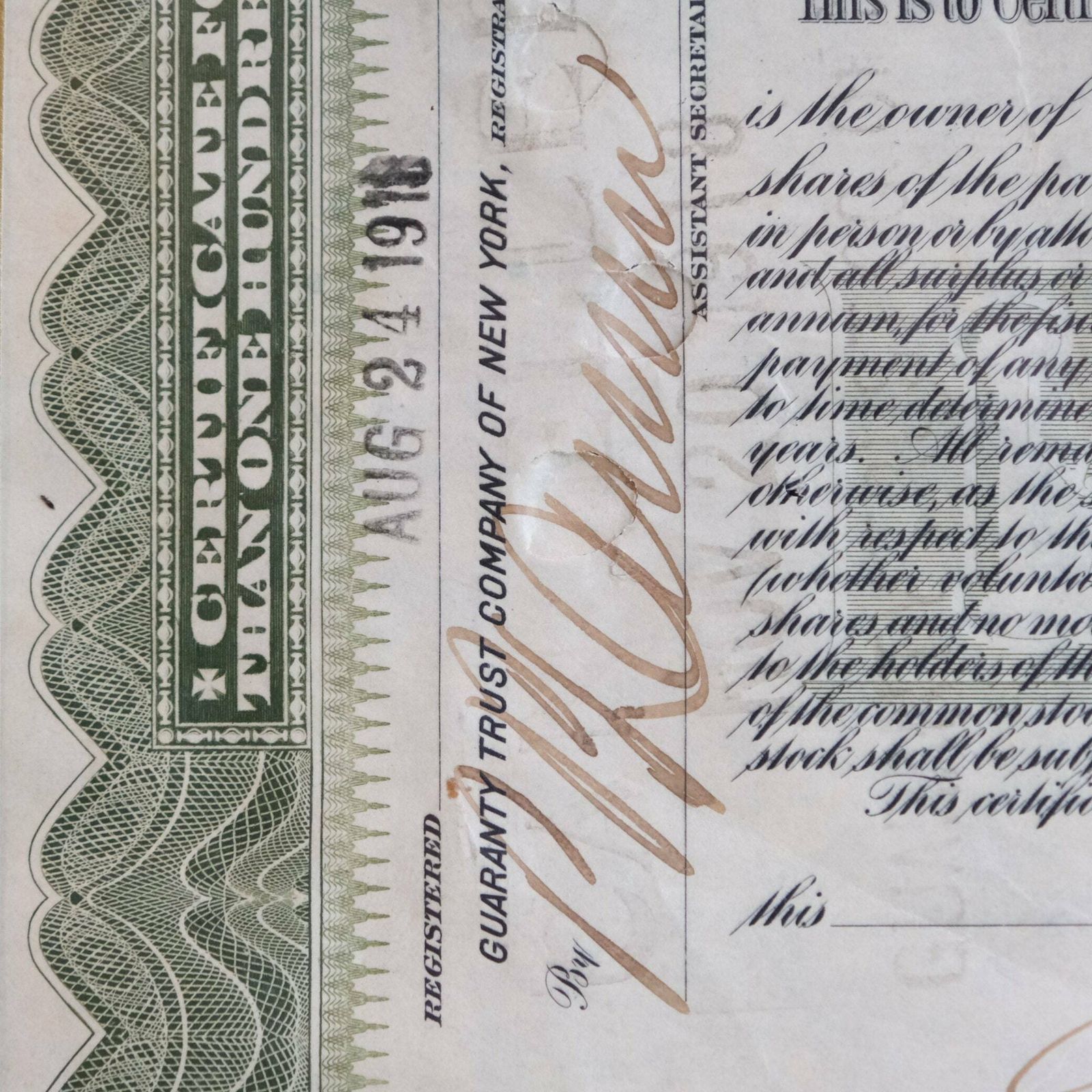 Railroad Stock Certificate, Antique Stock Certificates photo vintage
