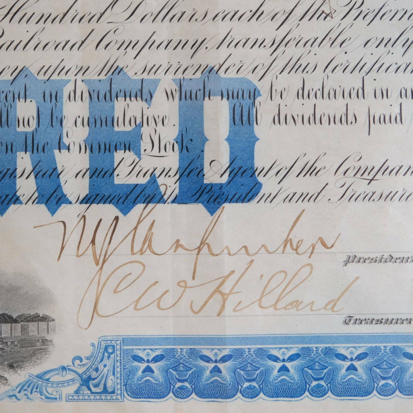 Antique Railroad Stock Certificates 1904 | Chicago Eastern Illinois Railway | Framed  Scripophily | Steam Train Wall Art | photo 75.0