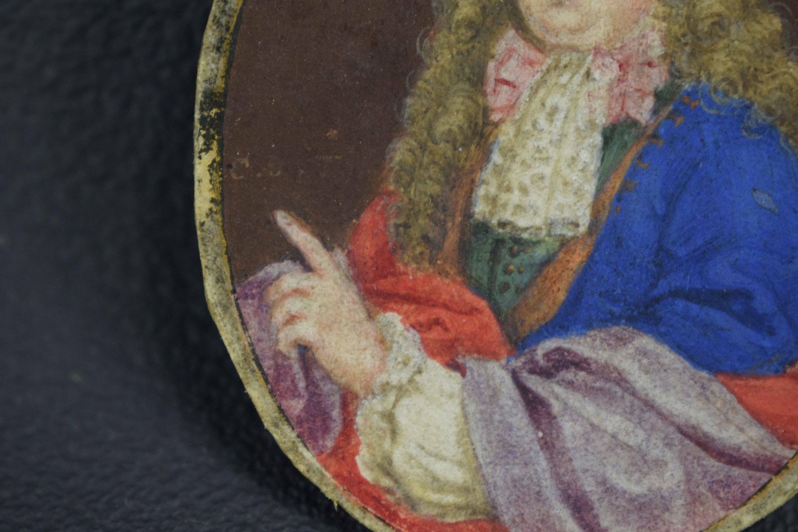French Antique Miniature Painting On Paper Nobleman 18th 19th Century photo Art