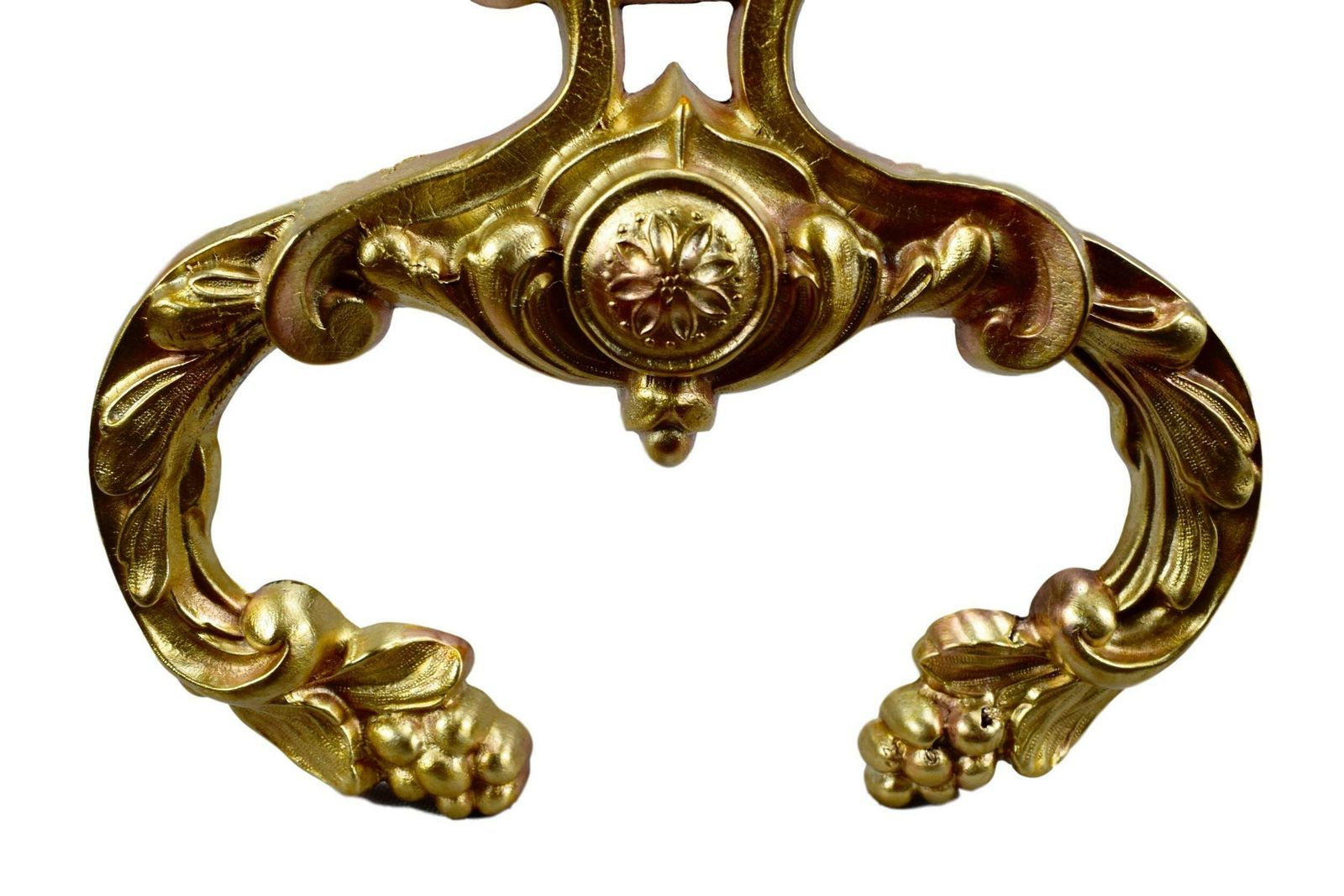 French Antique Gold Tone Patina Bronze Lion Andirons photo Home Fixtures