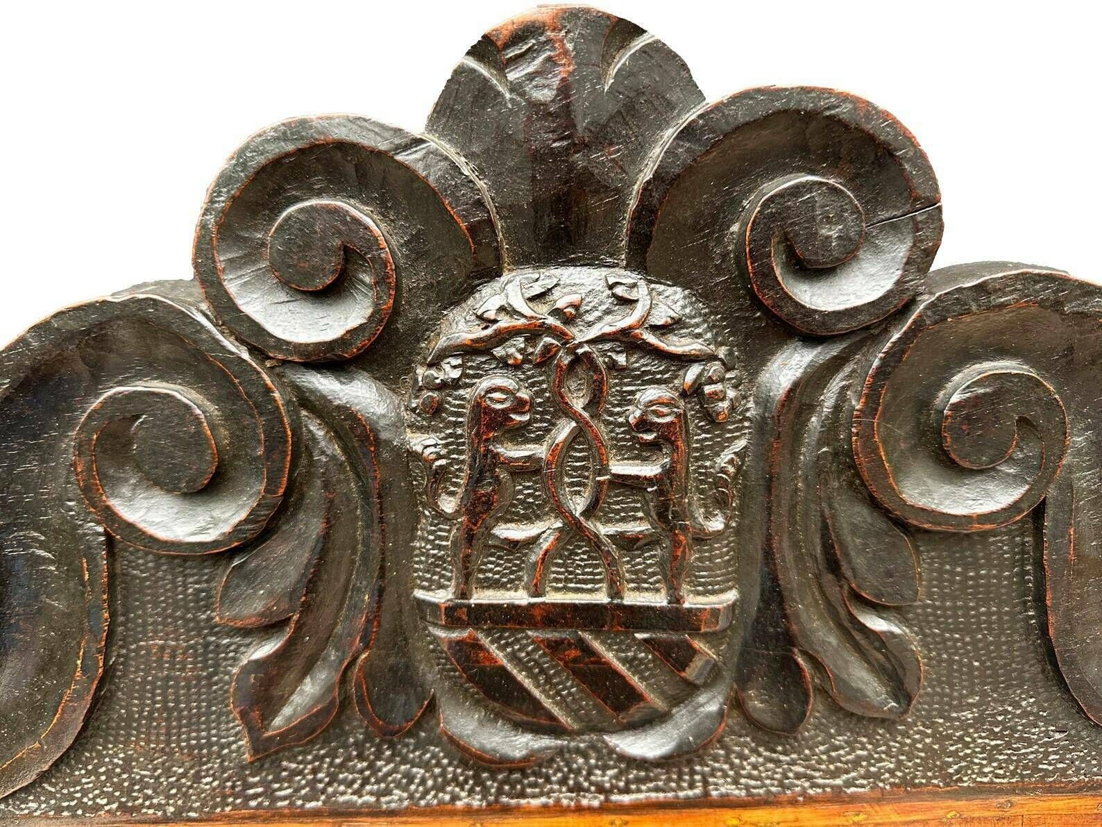 French Antique Gothic Hand Carved Walnut Wood Crest Wall Panel Pediment photo furniture