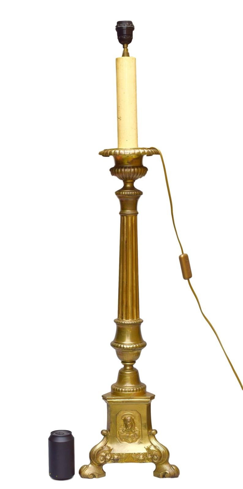 32" High French Antique Religious Church Candlestick Ormolu Bronze Candelabra