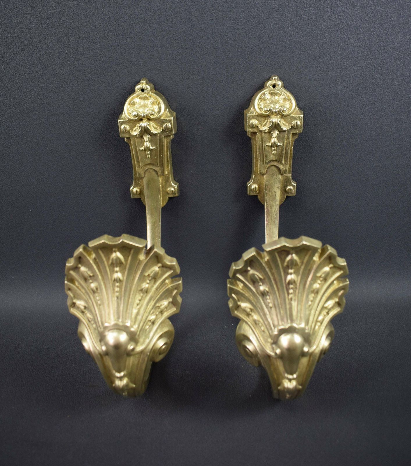 Vintage French Pair Of Louis XV Bronze Tiebacks Holdbacks photo furniture