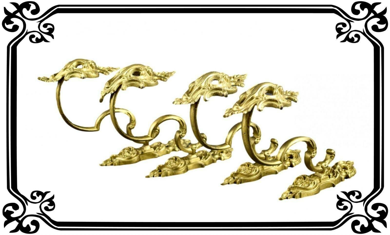 French Antique Set Of 4 Large Louis XV Style Tiebacks Holdbacks 19th