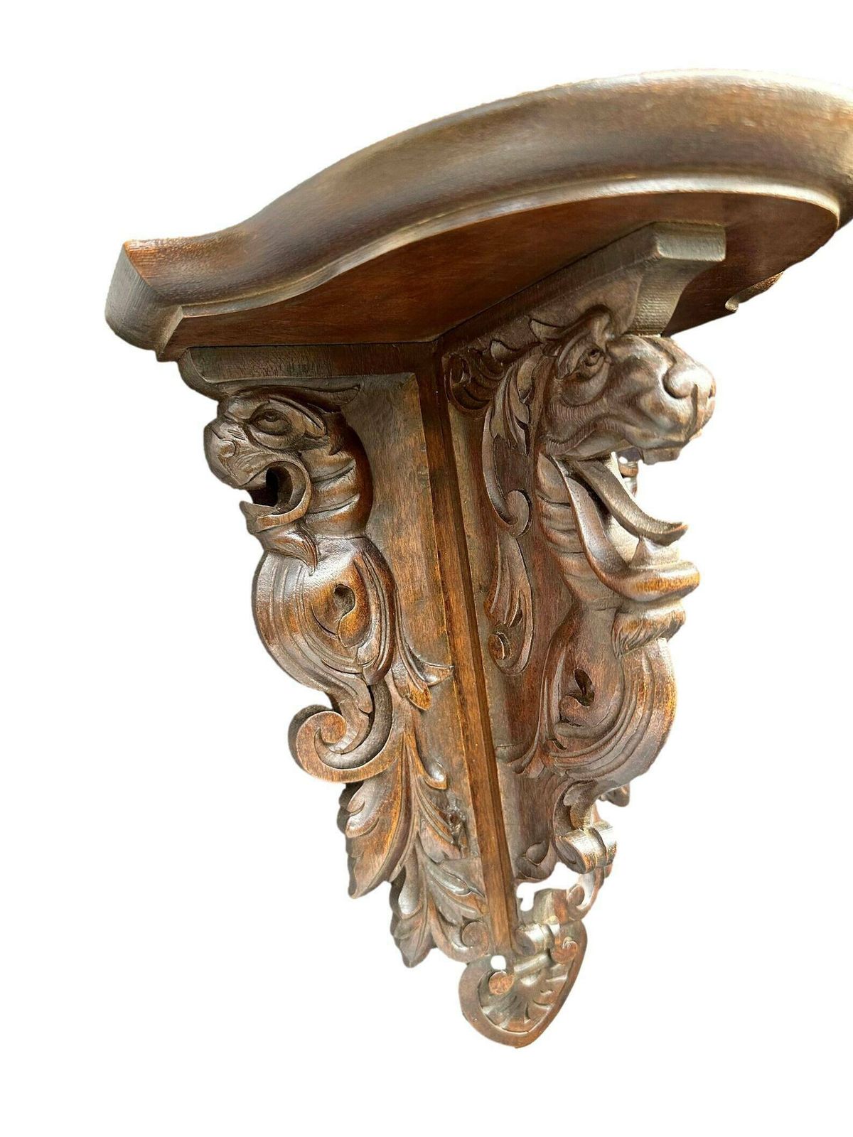 19th Architectural French Antique Pair Of Carved Wooden Console Chimera photo 621.0