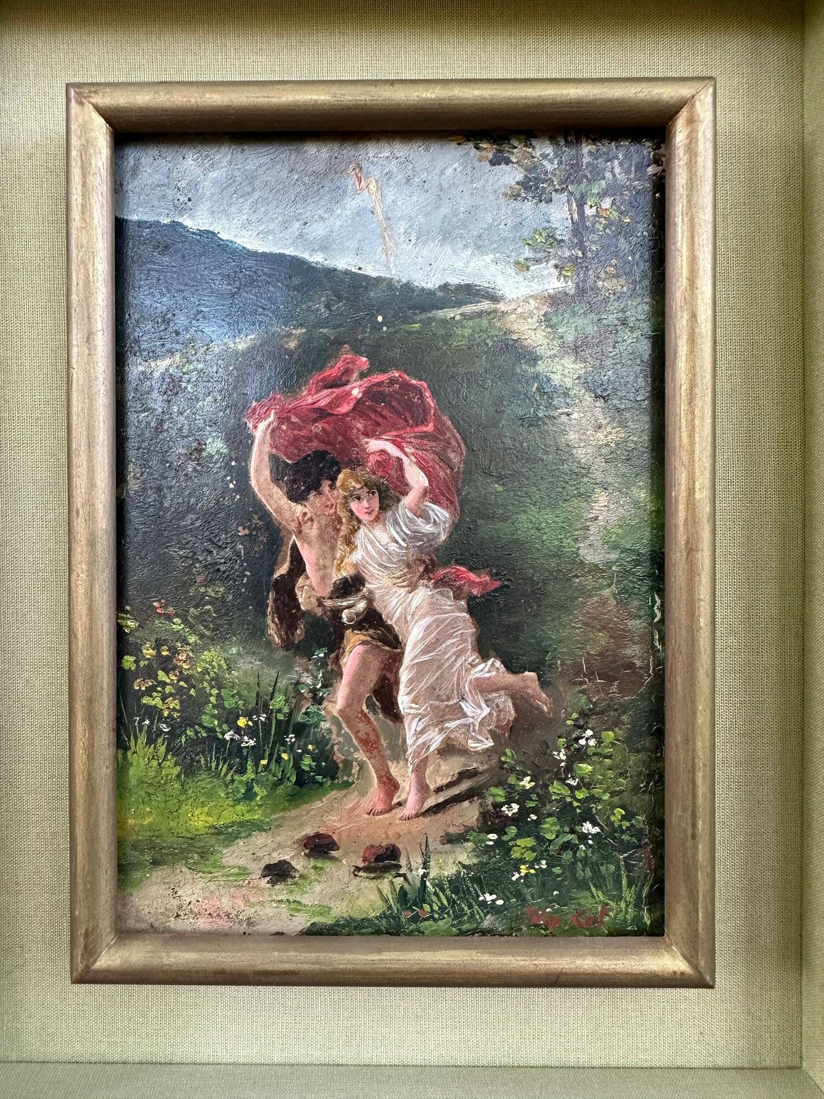 Antique French Painting 19th, 1800s photo for sale