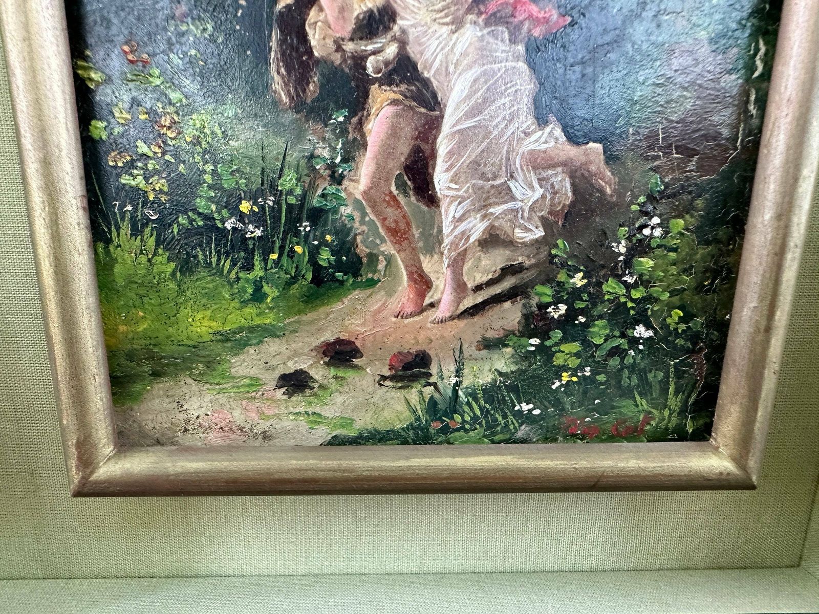 Antique French Painting 19th, 1800s photo vintage