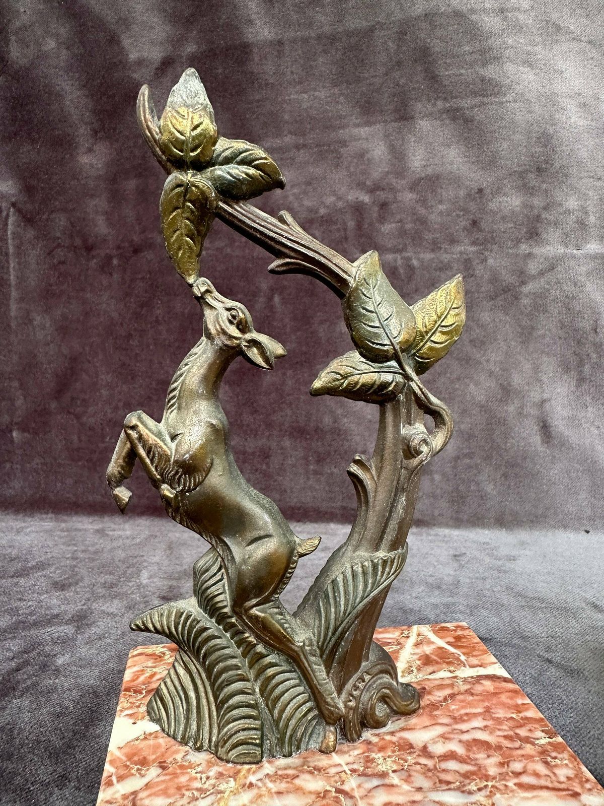 Vintage French Art Deco Pair Of Bookends Bambi Fawn Deer Statue Vera photo buy