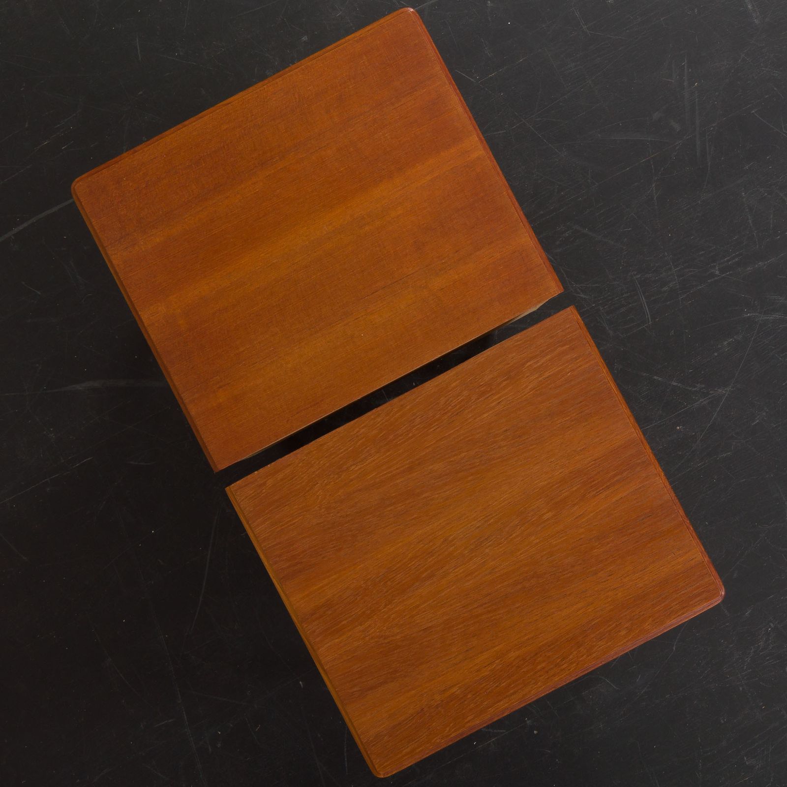 photo for sale Mid Century Teak Bedside Tables With Rosewood Inlays, Denmark 1960s, Set Of 2