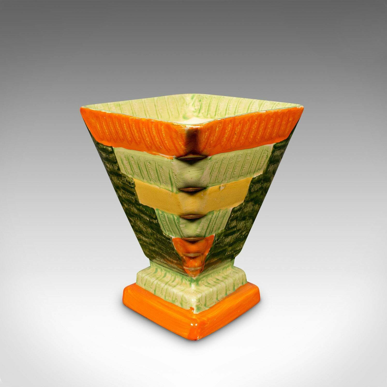 Vintage Dried Flower Vase, English, Handpainted Ceramic, Pot, Art Deco, C.1930 photo vinterior