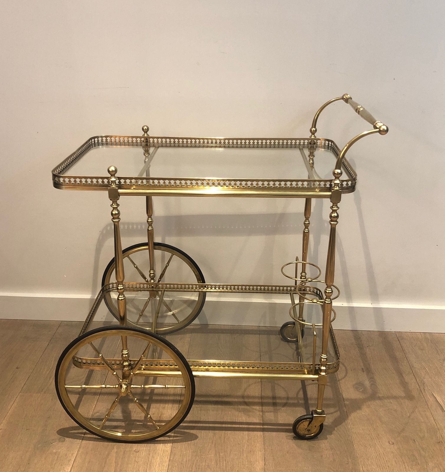 1950.0 Neoclassical Style Rolling Table In Brass In The Taste Of Maison Jansen photo