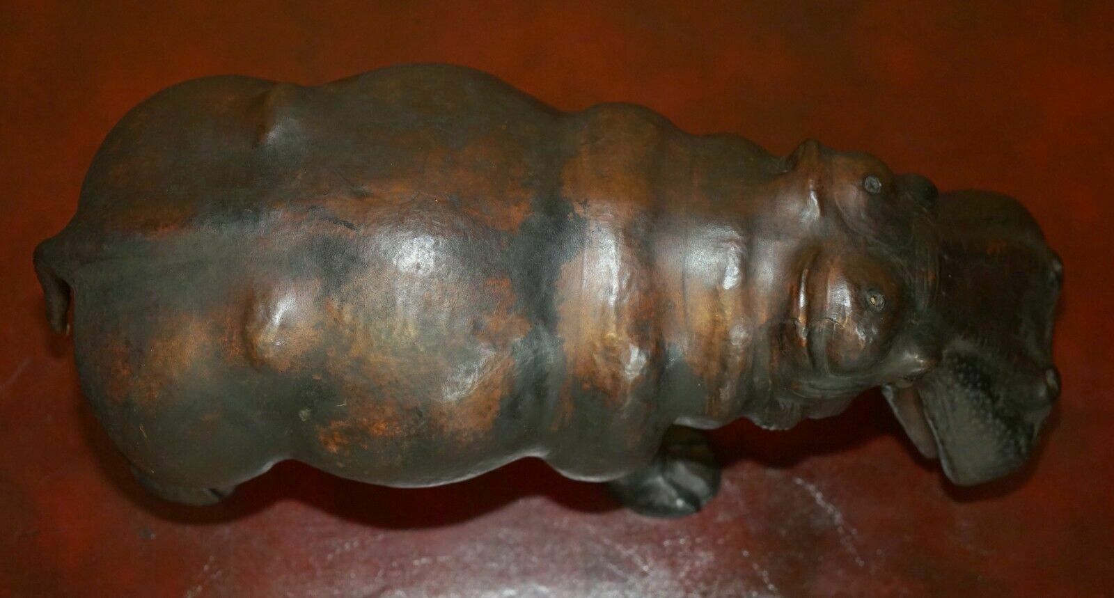 Collectable Liberty's London Omersa Brown Leather Hippopotamus Footstool Hippo photo vinterior