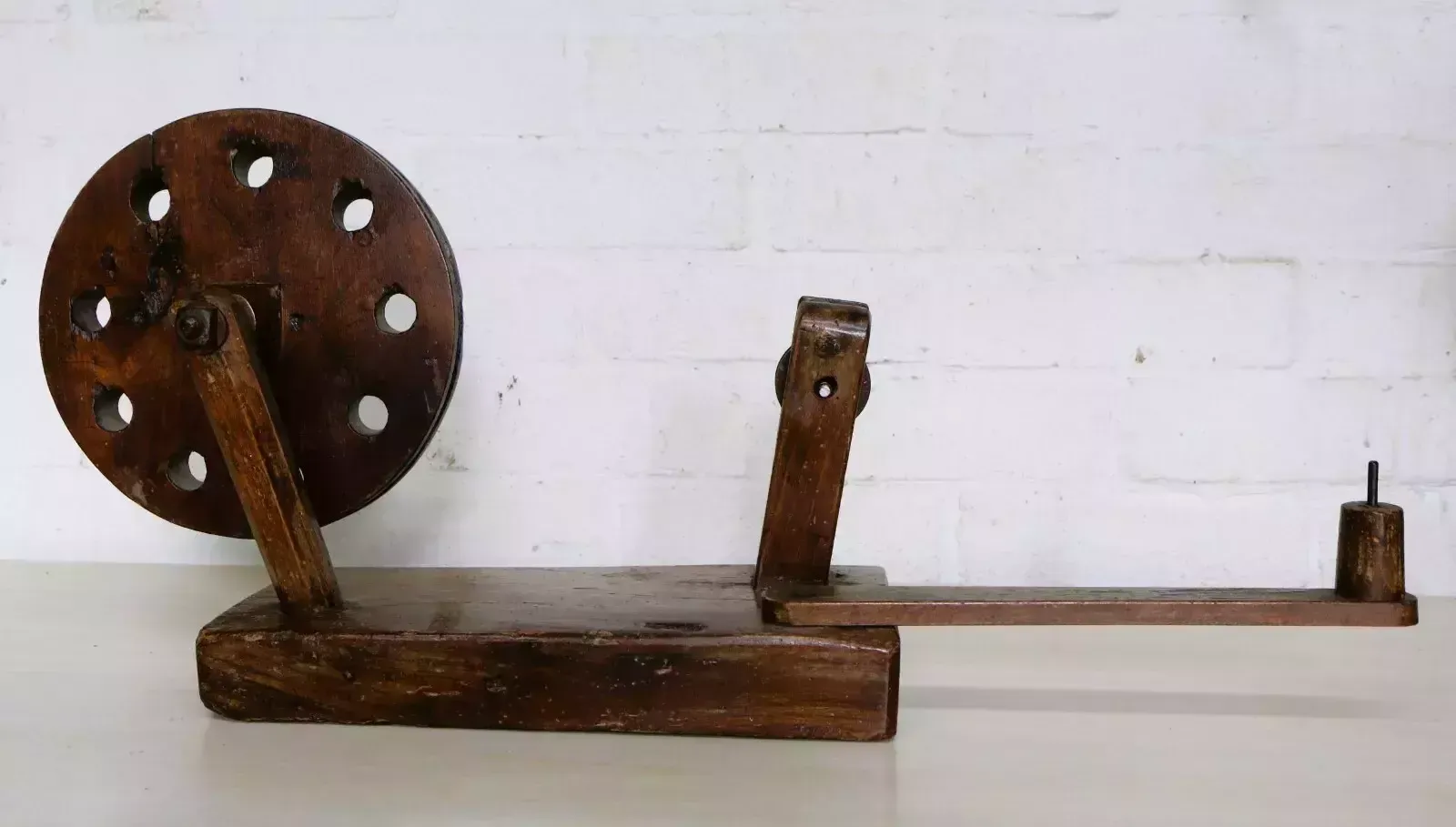 Antique Wool Winder Spinning Wheel 19th C. Indian Asian Charkha Country Rustic photo vinterior