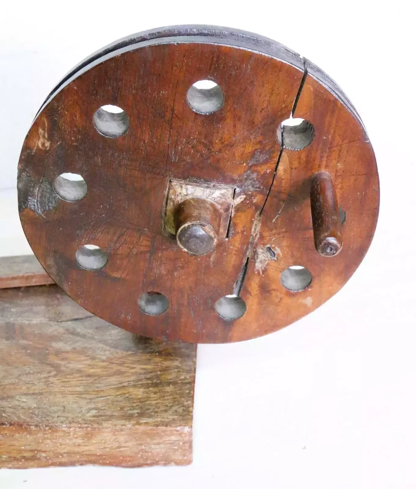85.0 Antique Wool Winder Spinning Wheel 19th C. Indian Asian Charkha Country Rustic photo