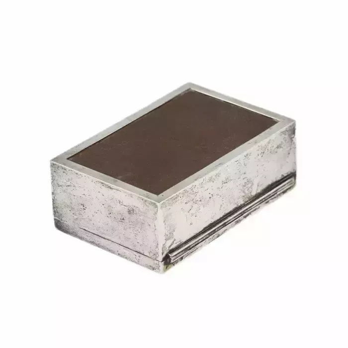Wooden Box Upholstered With Silver Plated Metal. 20th Century. photo Home Decor