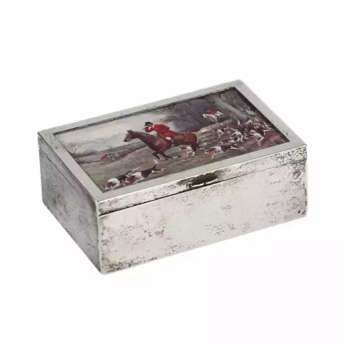 Wooden Box Upholstered With Silver Plated Metal. 20th Century. photo 404.0
