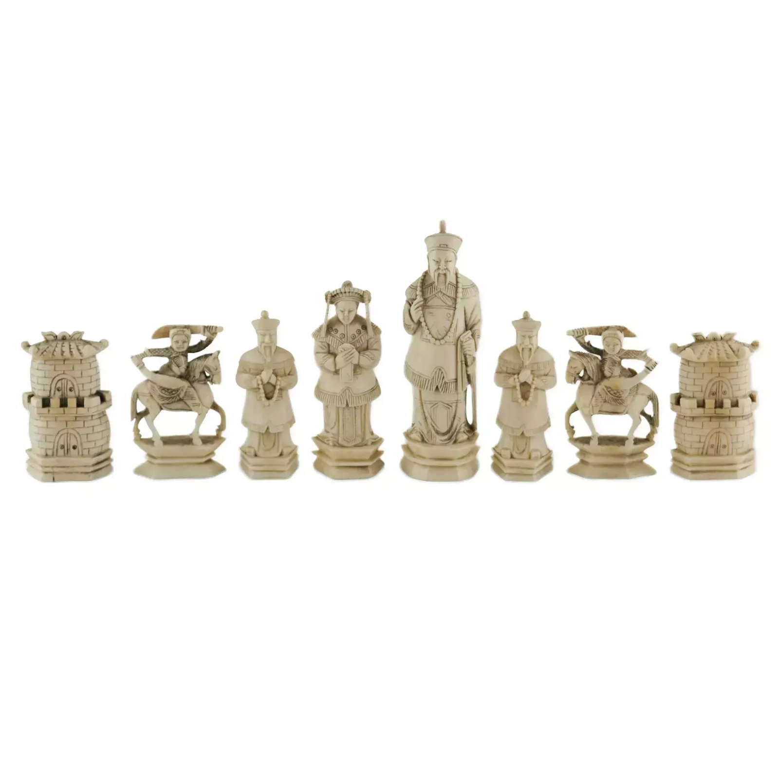 A Beautiful Set Of Chinese Ivory Chess Pieces. The Turn Of The 19th 20th Centuries. photo Home Decor