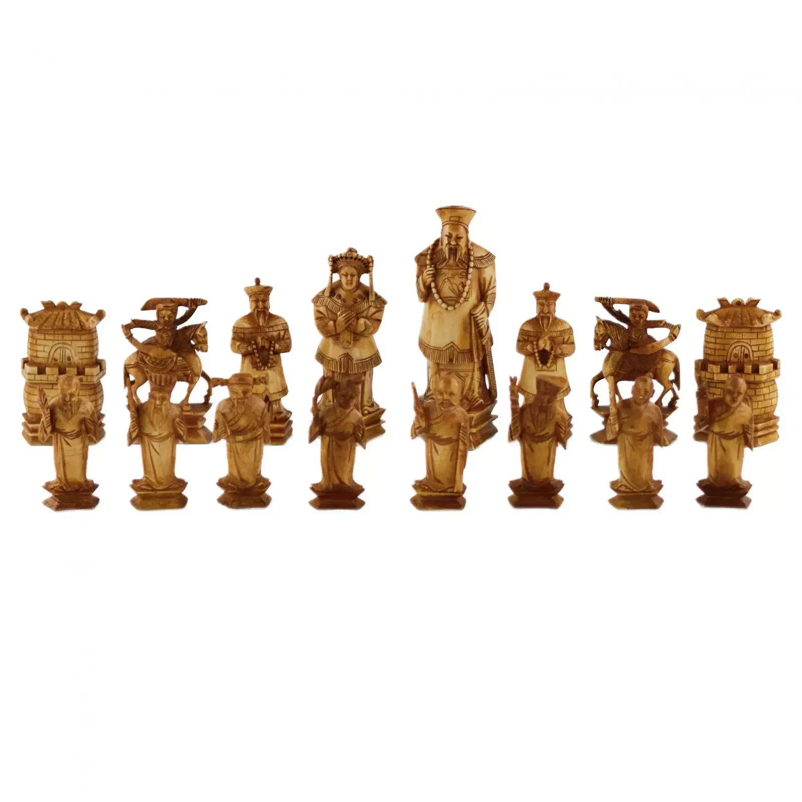 A Beautiful Set Of Chinese Ivory Chess Pieces. The Turn Of The 19th 20th Centuries. photo vintage