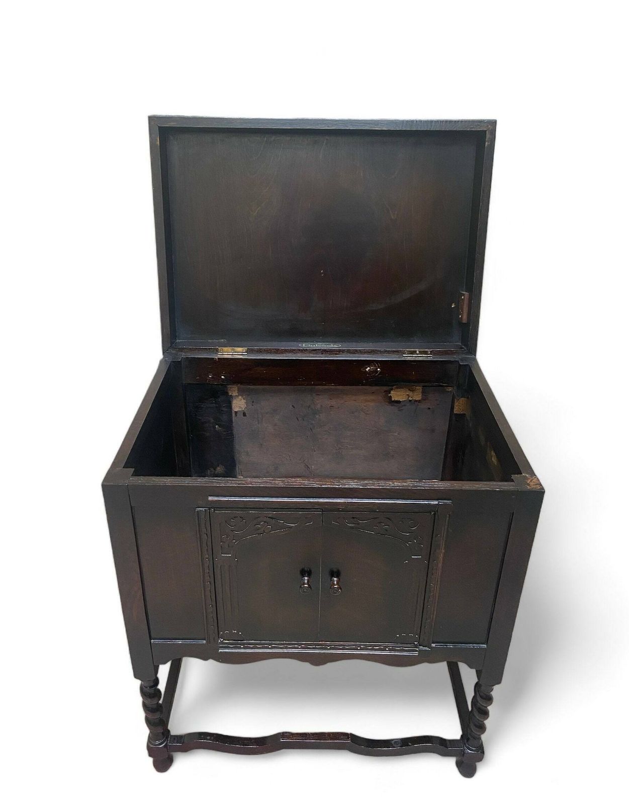 Antique Blanket Box Coffer / Old Dulceola Gramophone Cabinet / Made In England 1920s photo vinterior