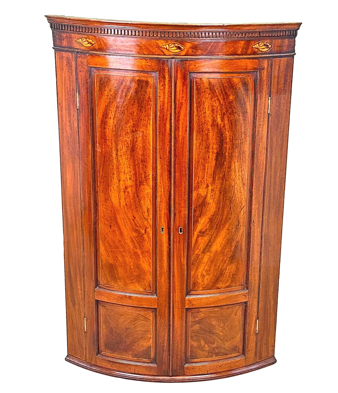 18th Century Mahogany Bow Corner Cupboard (England, Circa 1780) photo vintage
