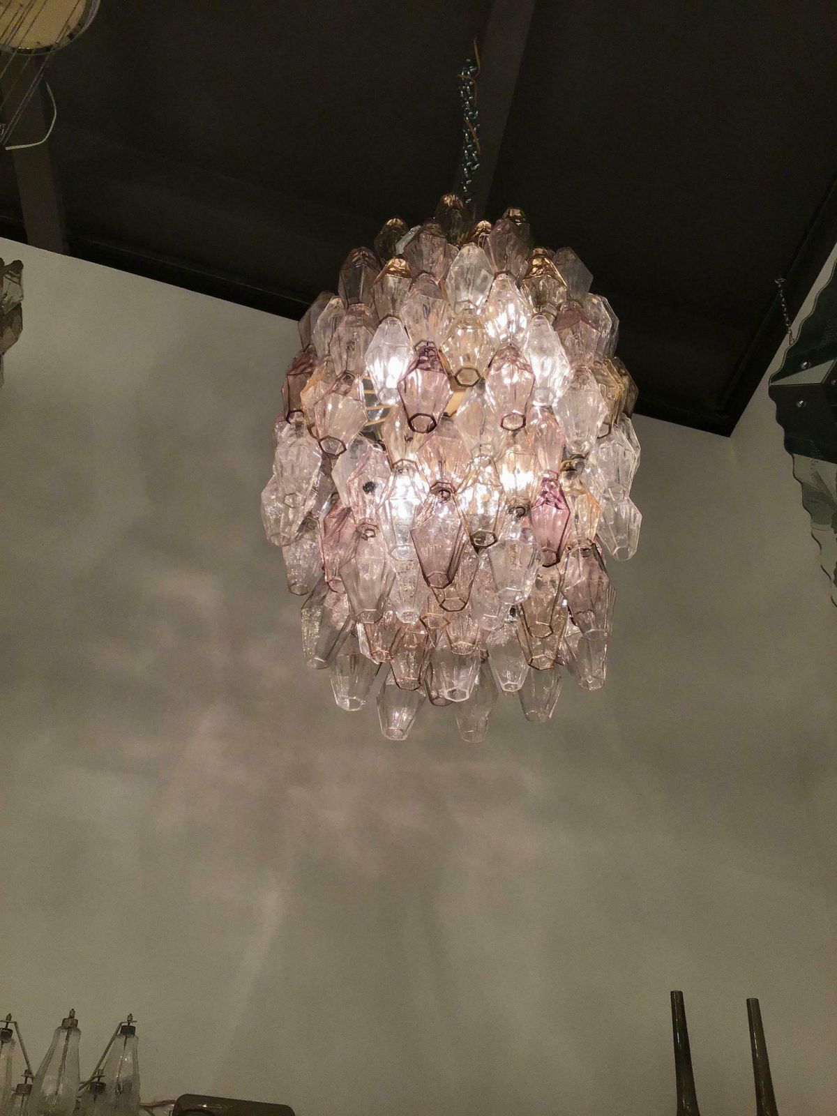 Venini Chandelier Carlo Scarpa Poliedri 1950 Murano Glass Iron Brass, Italy photo 12585.0