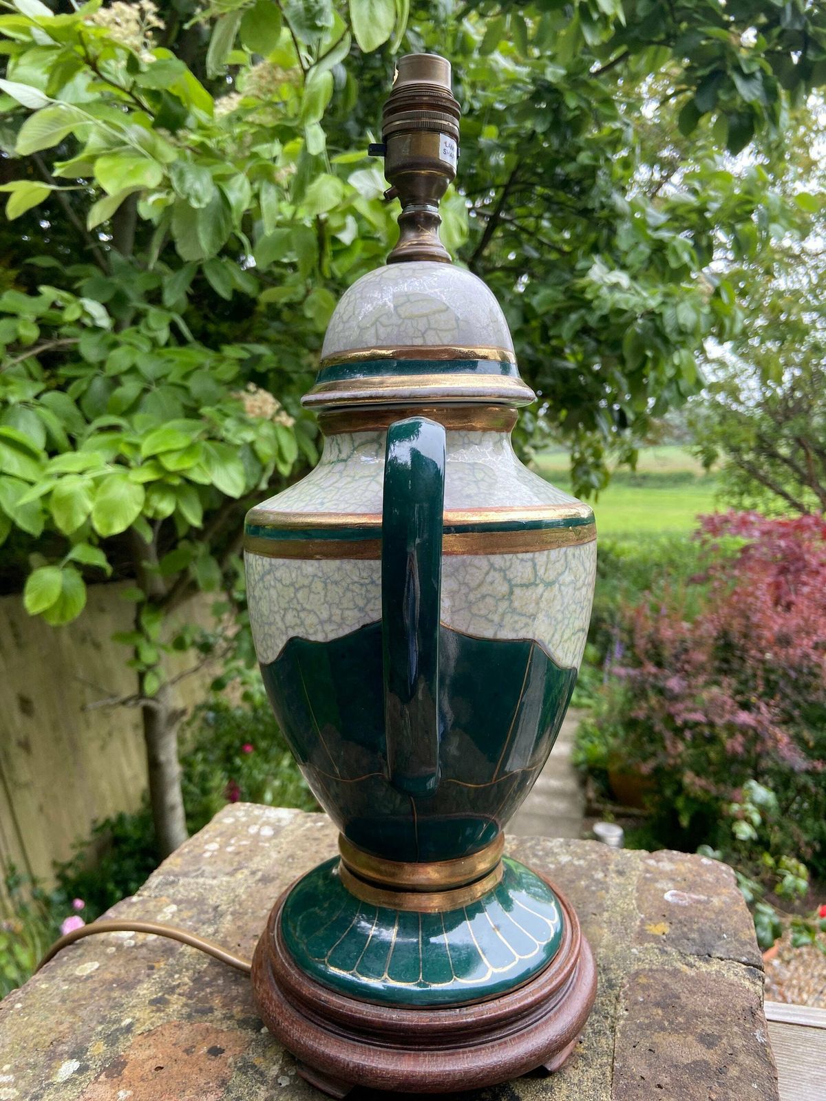 Elegant Vintage Green And Gold Urn Shaped Table Lamp, Working Lamp, Classic Lamp, Table Lamp, Vintage Lamp photo 78.0