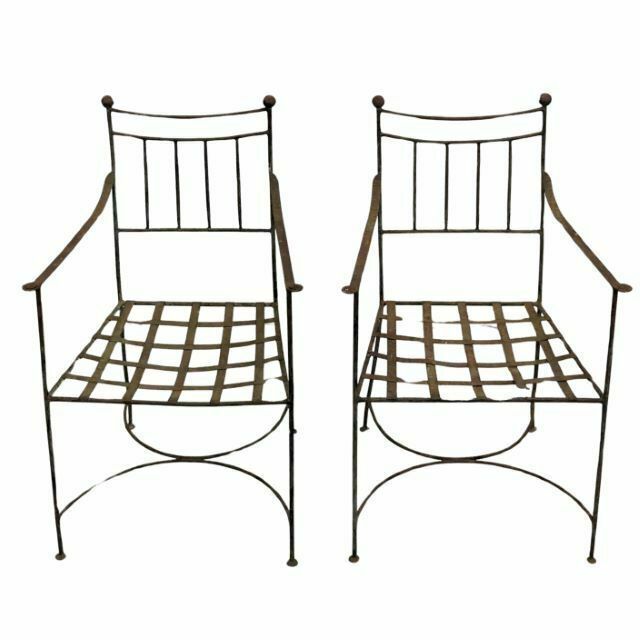 Pair Of Garden Armchairs From The 1940s Wrought Iron Tino Rossi photo furniture