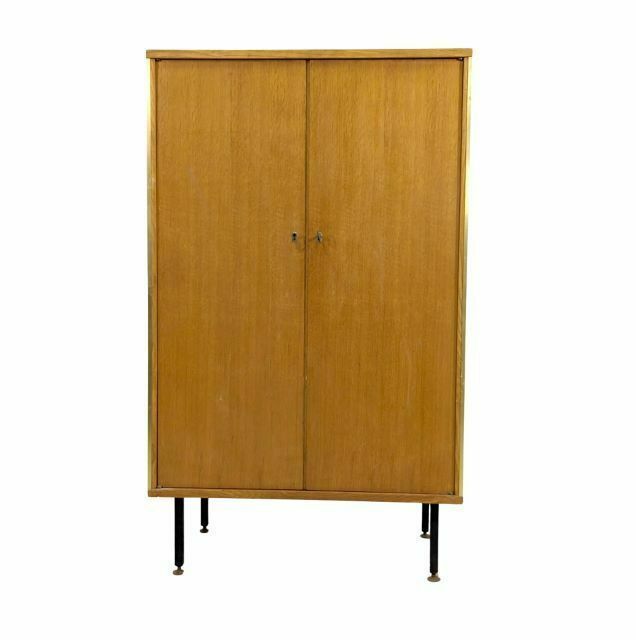 1950 Cabinet In Oak Veneer With Modular Metal Legs