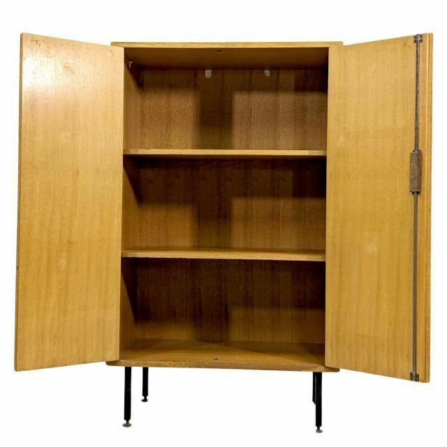 1950 Cabinet In Oak Veneer With Modular Metal Legs photo for sale