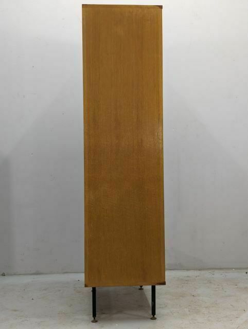 Tall Cabinet 1950 In Oak Veneer With Modular Metal Legs photo vinterior