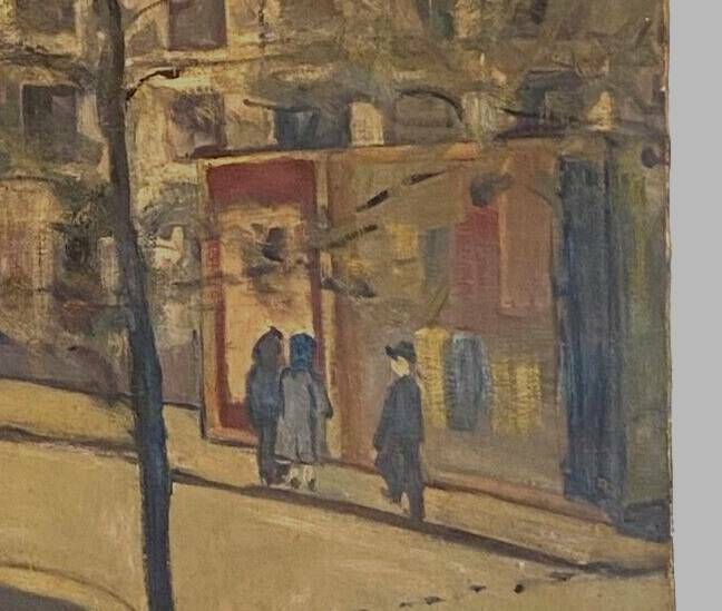 "Animated View Of A Street In Paris" Oil On Canvas 20th Century photo 1063.35
