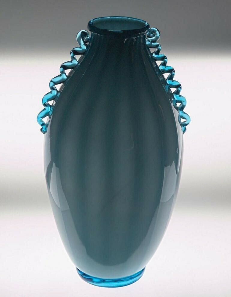 Vase Sfumato, Cirillo Maschio, Attributed Aquamarine With Morisa Murano, 1920s photo for sale