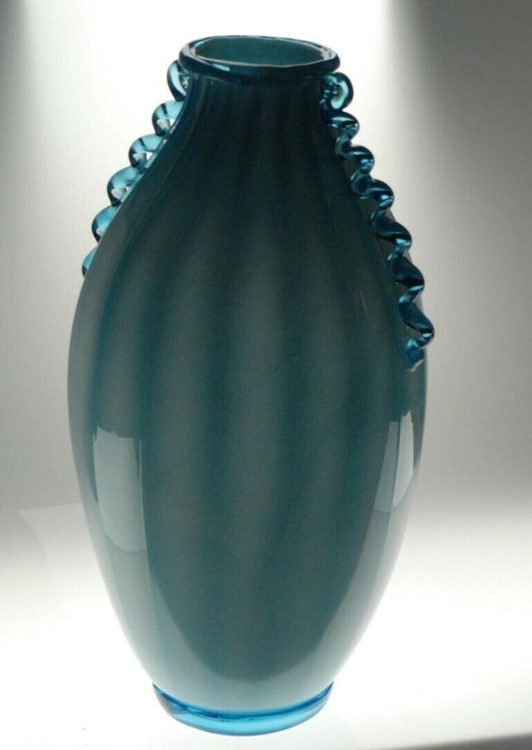 4800.0 Vase Sfumato, Cirillo Maschio, Attributed Aquamarine With Morisa Murano, 1920s photo