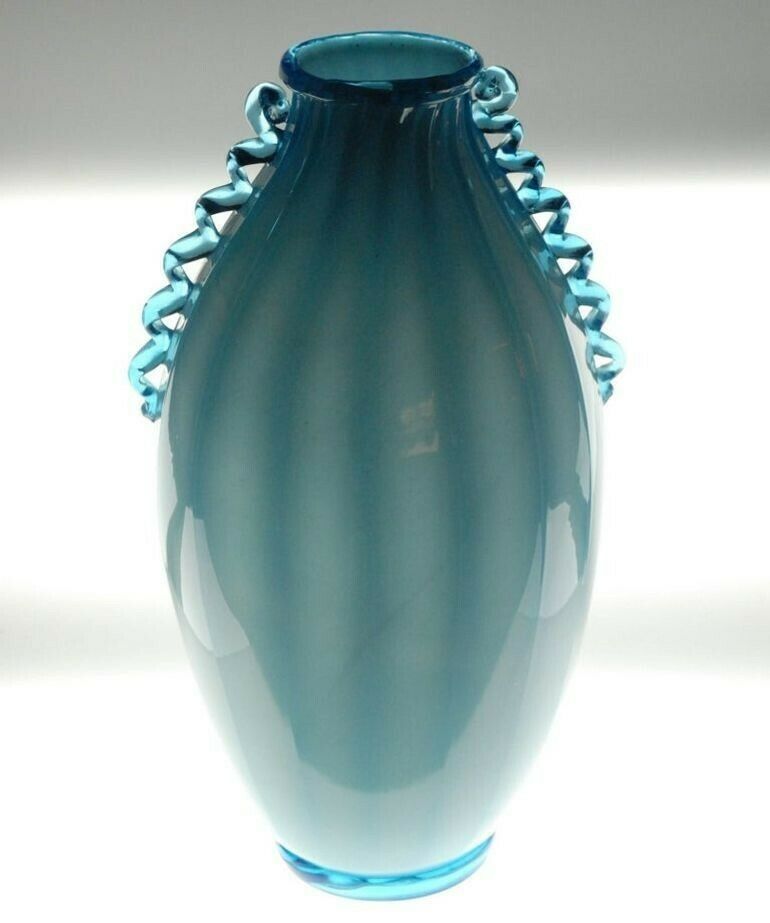 photo vinterior Vase Sfumato, Cirillo Maschio, Attributed Aquamarine With Morisa Murano, 1920s