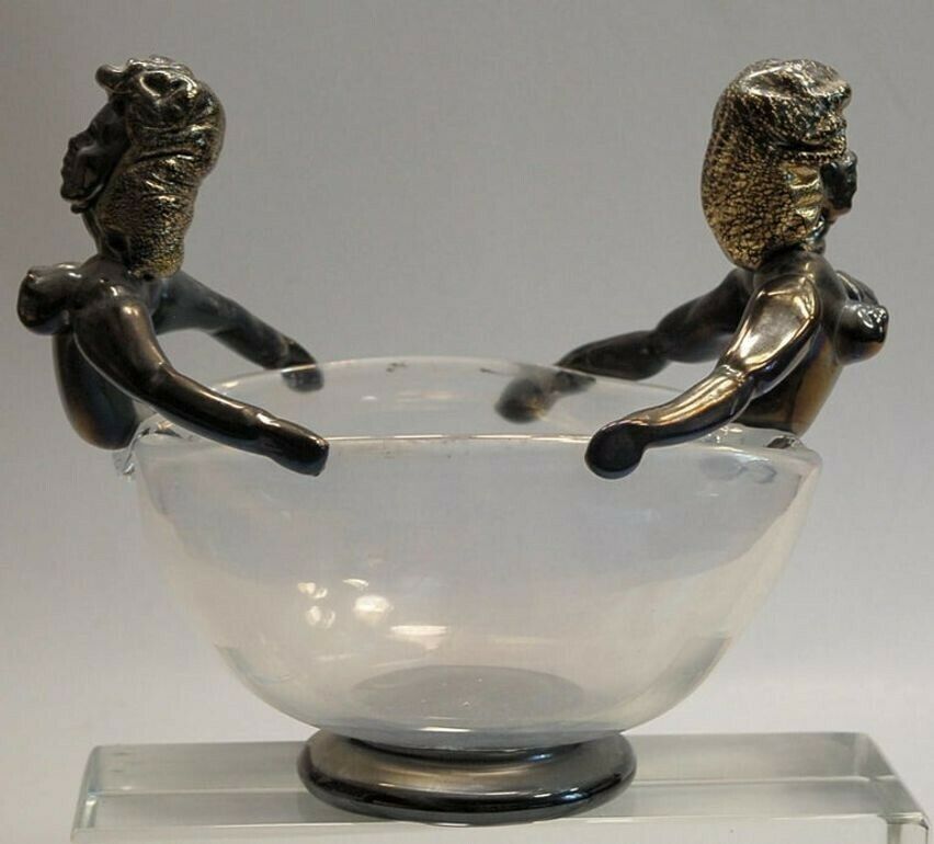 photo vinterior Iridescent Bowl With Figurine In Figurehead Position, Ercole Barovier, 1930
