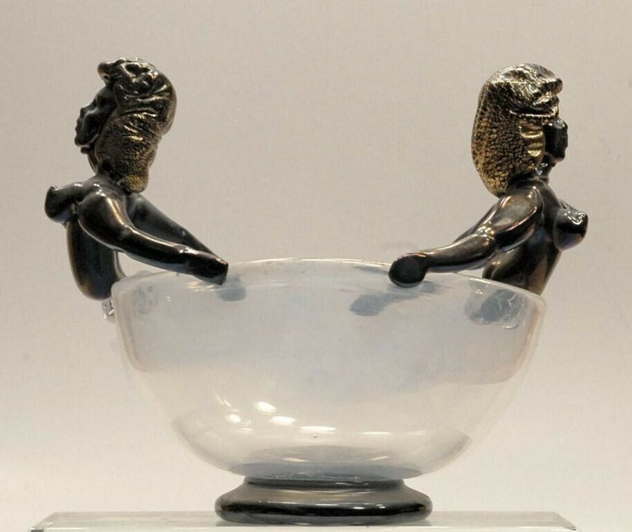 photo buy Iridescent Bowl With Figurine In Figurehead Position, Ercole Barovier, 1930