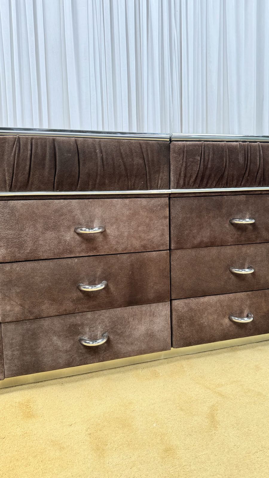 Superb 1970’s Brown Suede Vanity Dresser photo Furniture